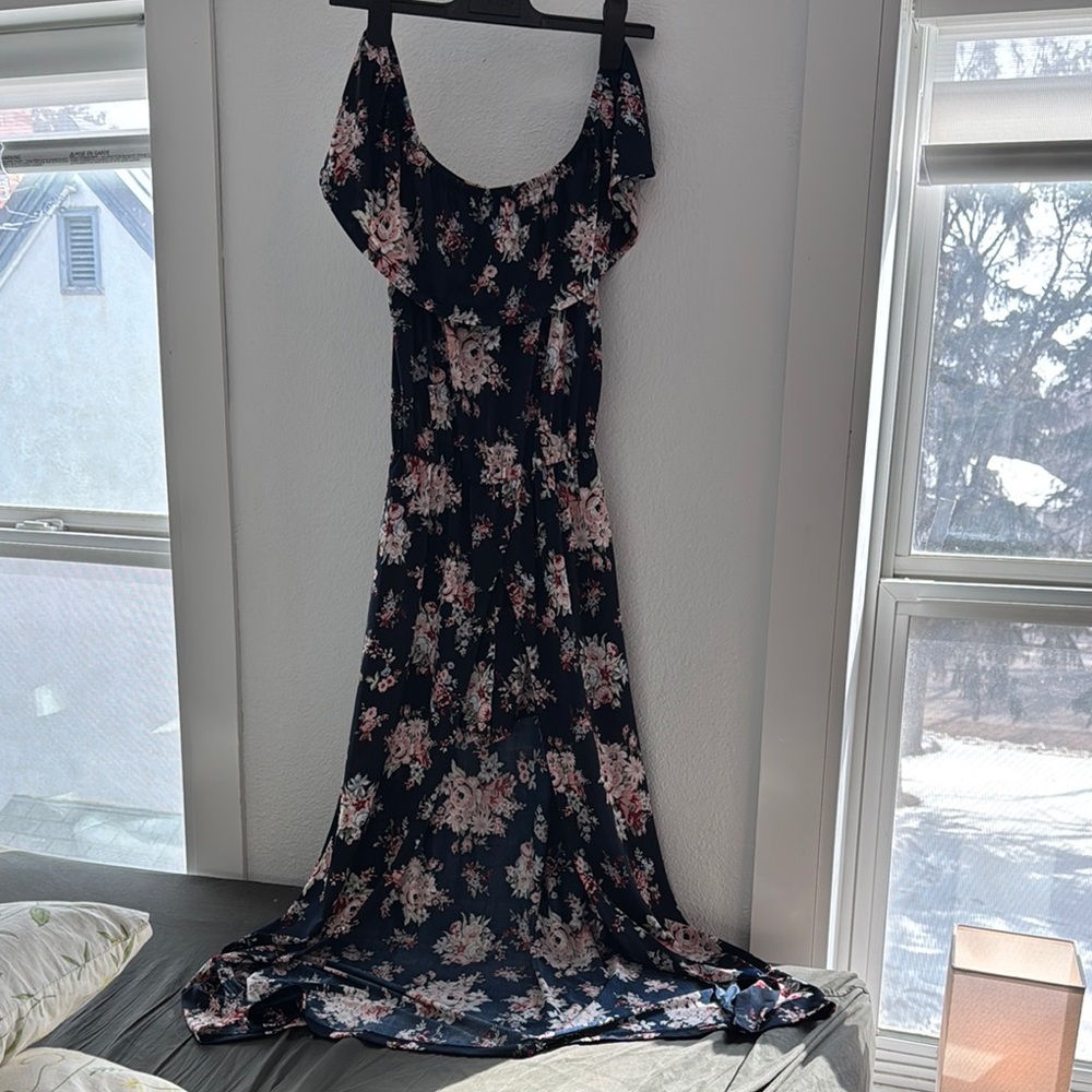 Floral Navy Blue Maxi Dress